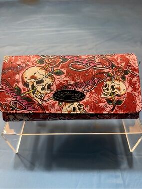 Ed Hardy Red Skull & Rose Long Wallet